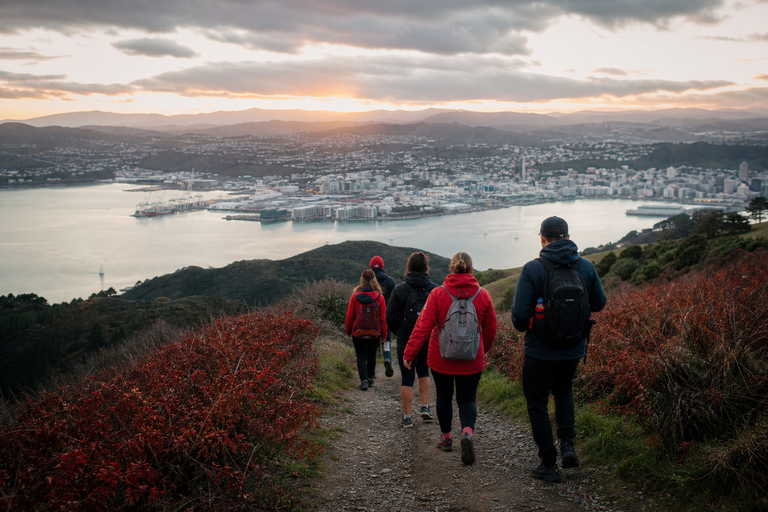 Walkers equipped with Sparknnboostin gear on a hillside trail